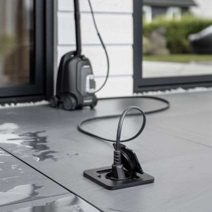 Brilagi - Tomada de piso embutida para exterior IP55 preta retangular