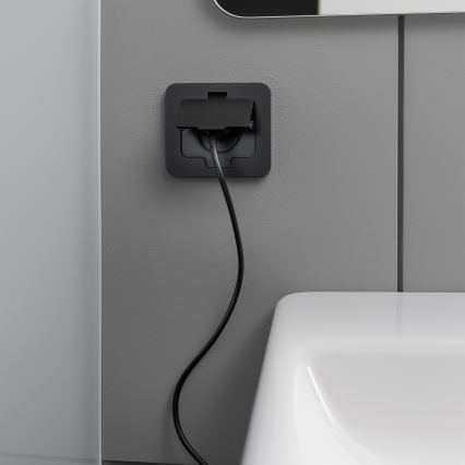 Brilagi - Tomada de piso embutida para exterior IP55 preta retangular