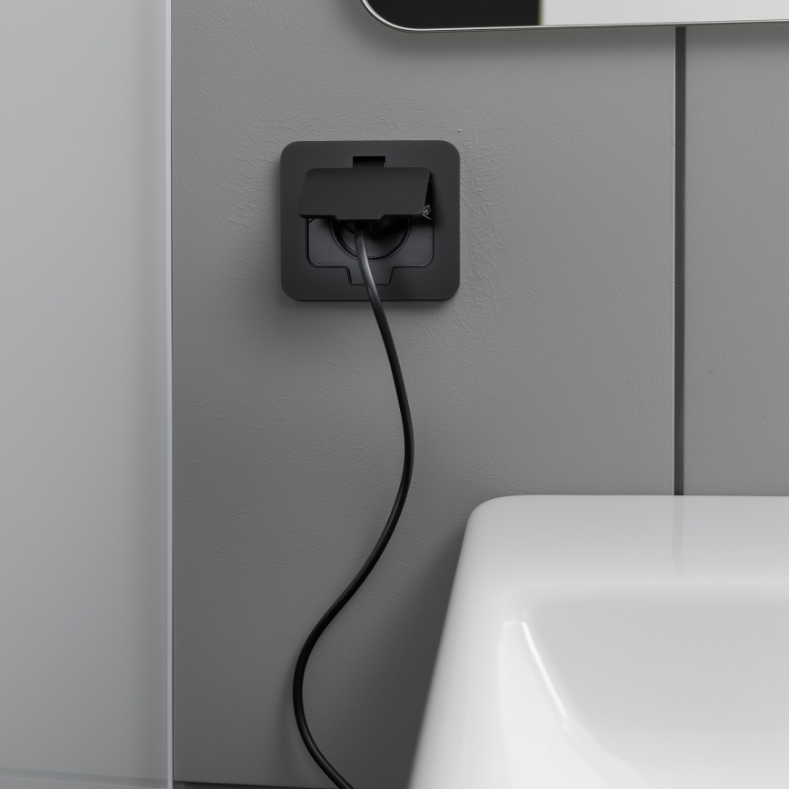 Brilagi - Tomada de piso embutida para exterior IP55 preta retangular