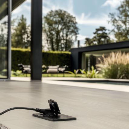 Brilagi - Tomada dupla de chão embutida para exterior IP55, preta, retangular