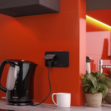 Brilagi - Tomada dupla de chão embutida para exterior IP55, preta, retangular