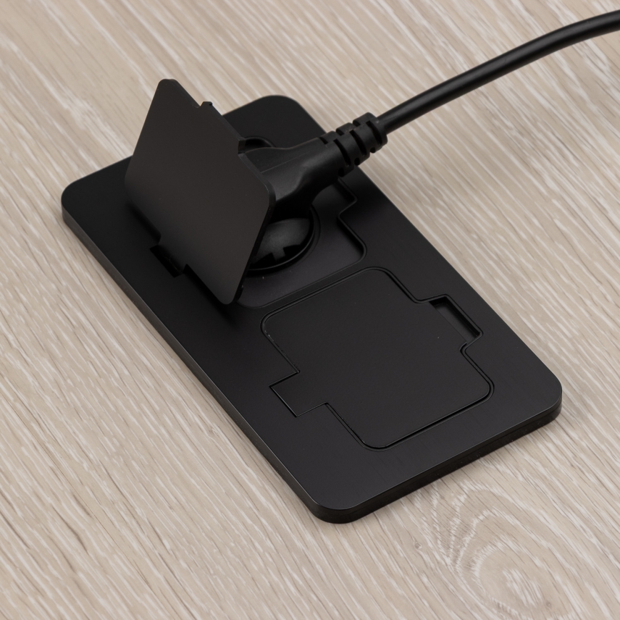 Brilagi - Tomada dupla de chão embutida para exterior IP55, preta, retangular