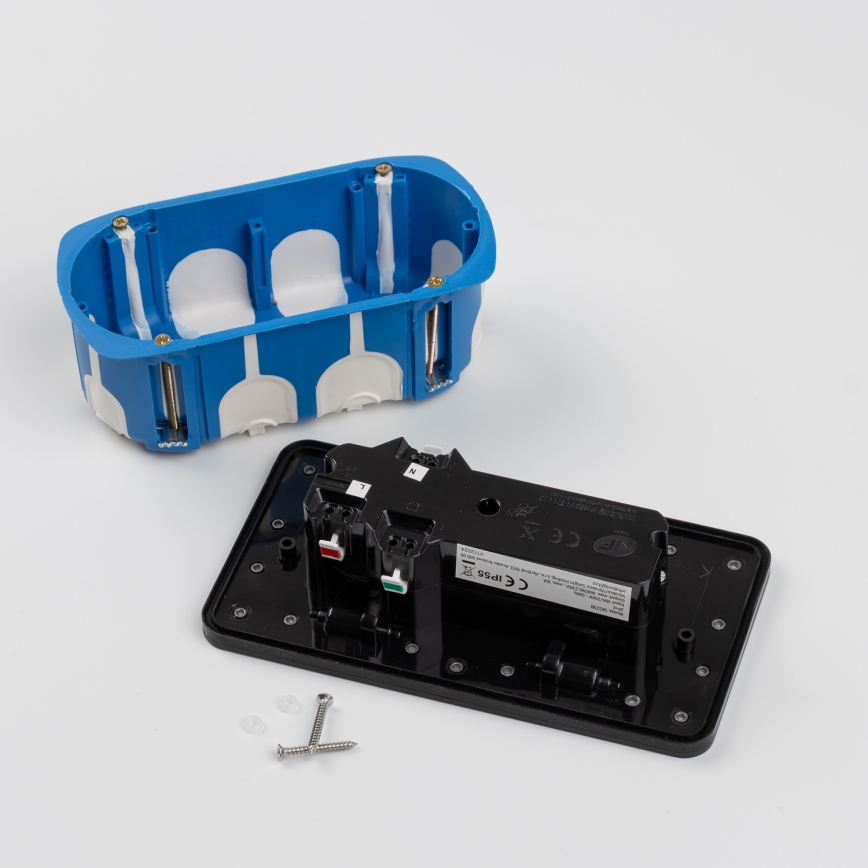 Brilagi - Tomada dupla de chão embutida para exterior IP55, preta, retangular