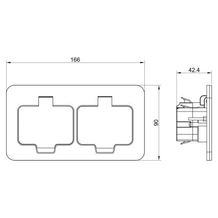 Brilagi - Tomada dupla de chão embutida para exterior IP55, preta, retangular