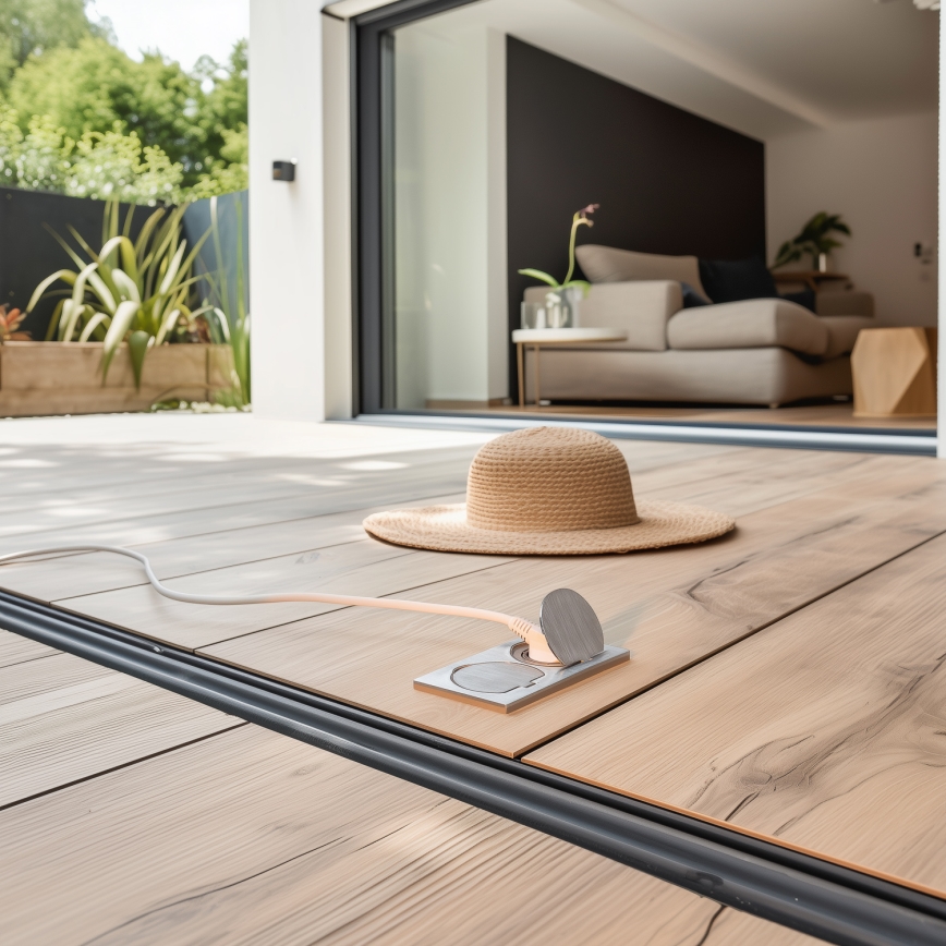 Brilagi - Tomada dupla de chão encastrada para exterior IP55 prateada retangular