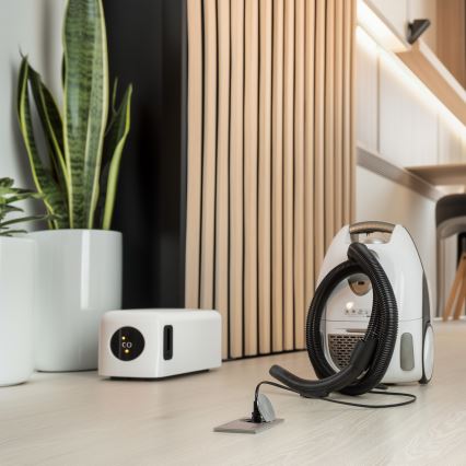 Brilagi - Tomada dupla de chão encastrada para exterior IP55 prateada retangular