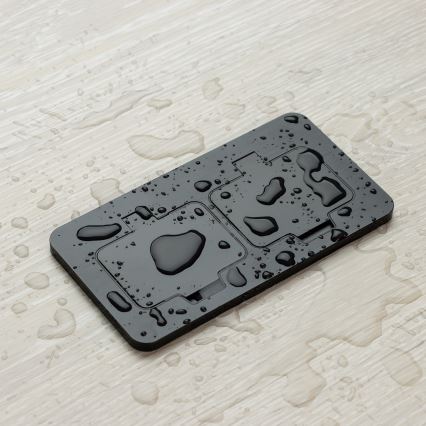 BRILAGI - Tomada dupla de embutir para piso para exterior IP55 preta retangular