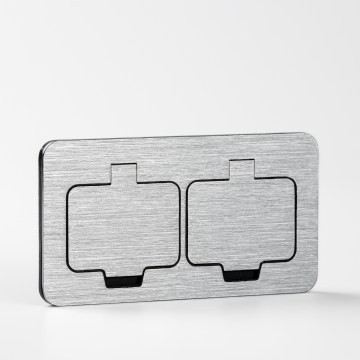 Brilagi - Tomada dupla de encastrar para cozinha INBOX IP55 cromo mate retangular