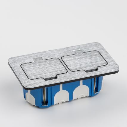Brilagi - Tomada dupla de encastrar para cozinha INBOX IP55 cromo mate retangular