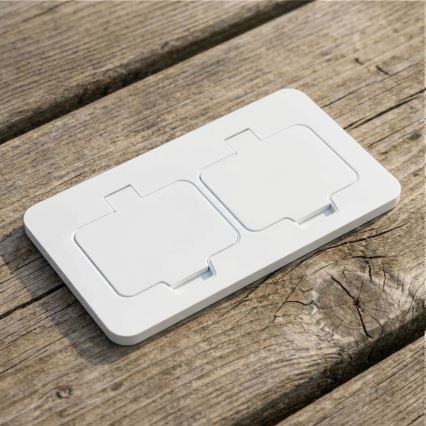 Brilagi - Tomada dupla de pavimento embutida para exterior IP55, branca, retangular