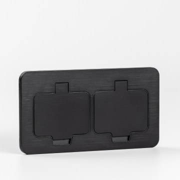 Brilagi - Tomada dupla embutida INBOX IP55 para cozinha, preta, retangular