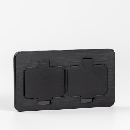 BRILAGI - Tomada dupla embutida INBOX IP55 para cozinha, preta, retangular