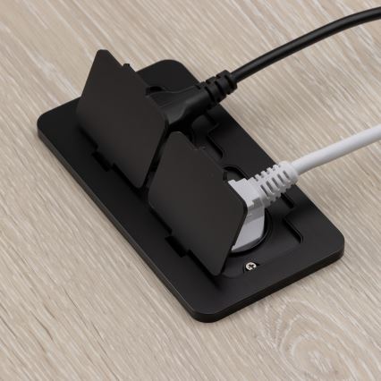 Brilagi - Tomada dupla embutida no pavimento para exterior IP55 preta retangular