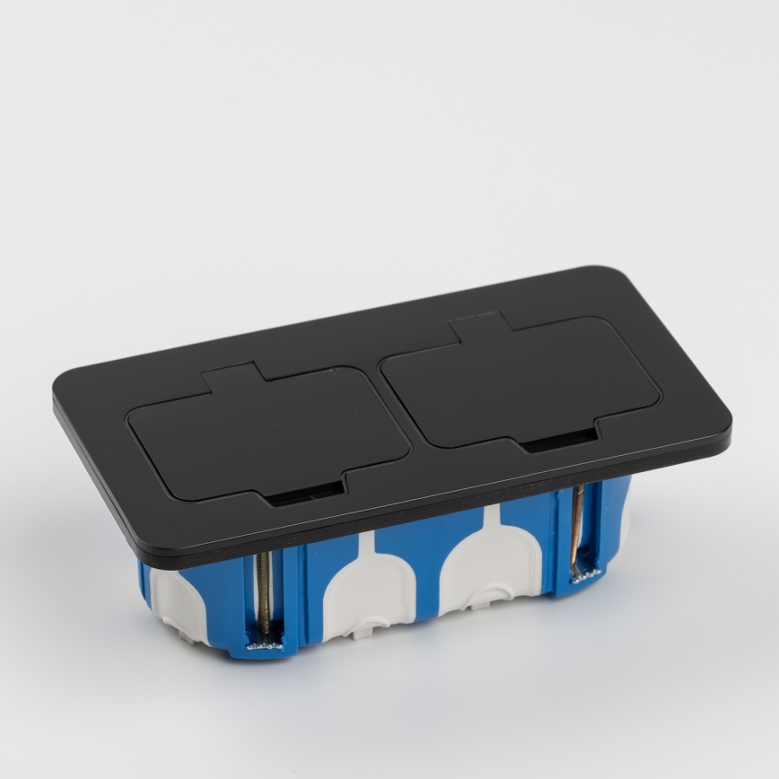 Brilagi - Tomada dupla embutida no pavimento para exterior IP55 preta retangular
