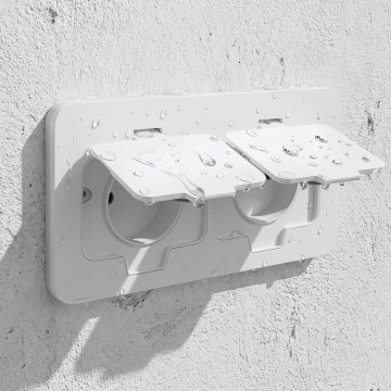Brilagi - Tomada dupla para cozinha de encastrar INBOX IP55, branca e retangular