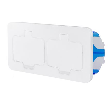 Brilagi - Tomada dupla para cozinha de encastrar INBOX IP55, branca e retangular
