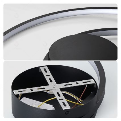 Brilagi - Luminária de teto LED dimerizável TWISTER LED/75W/230V 3000-6000K Ø 70 cm preta + comando remoto