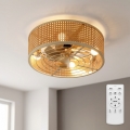 Brilagi - Ventilador de teto 4xE27/40W/230V Ø 50 cm bambu + comando remoto