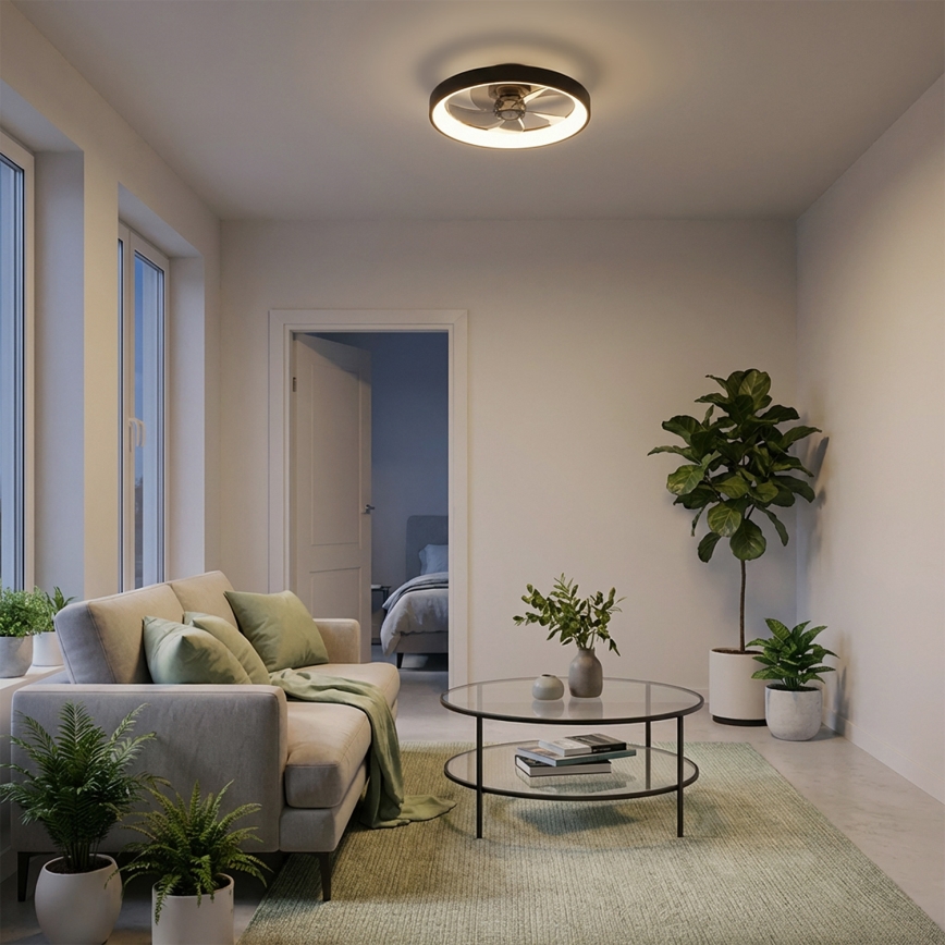 Brilagi - Ventilador de teto LED regulável LED/34W/230V 3000-6500K Ø 50 cm preto + comando remoto