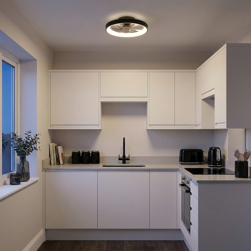 Brilagi - Ventilador de teto LED regulável LED/34W/230V 3000-6500K Ø 50 cm preto + comando remoto