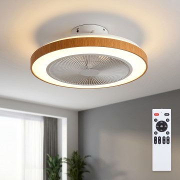 Brilagi - Ventilador de teto com LED dimerizável LED/38W/230V 3000-6500K Ø 50 cm branco/castanho + comando à distância