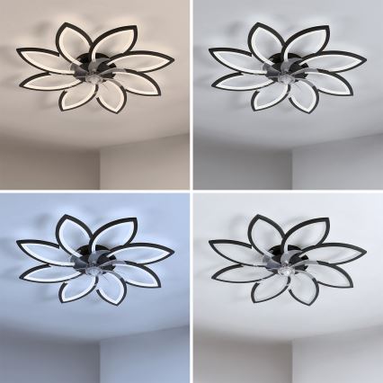 Brilagi - Ventilador de teto com LED regulável 43W/230V 3000–6500K Ø 90 cm preto + comando remoto