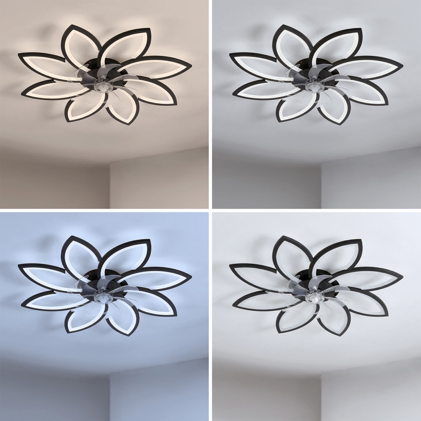 Brilagi - Ventilador de teto com LED regulável 43W/230V 3000–6500K Ø 90 cm preto + comando remoto