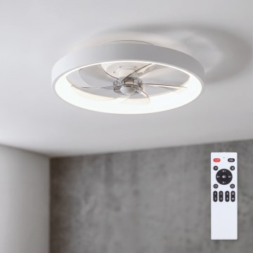 Brilagi - Ventilador de teto com LED regulável / 34W / 230V / diâmetro 50 cm / branco + controlo remoto