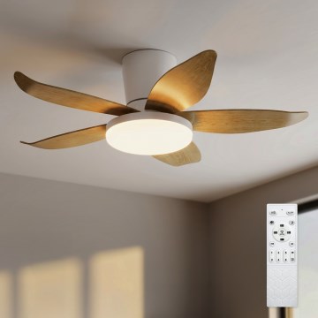 Brilagi - Ventilador de teto com LED regulável LED/32W/230V 3000-6500K Ø95 cm branco/castanho + comando remoto