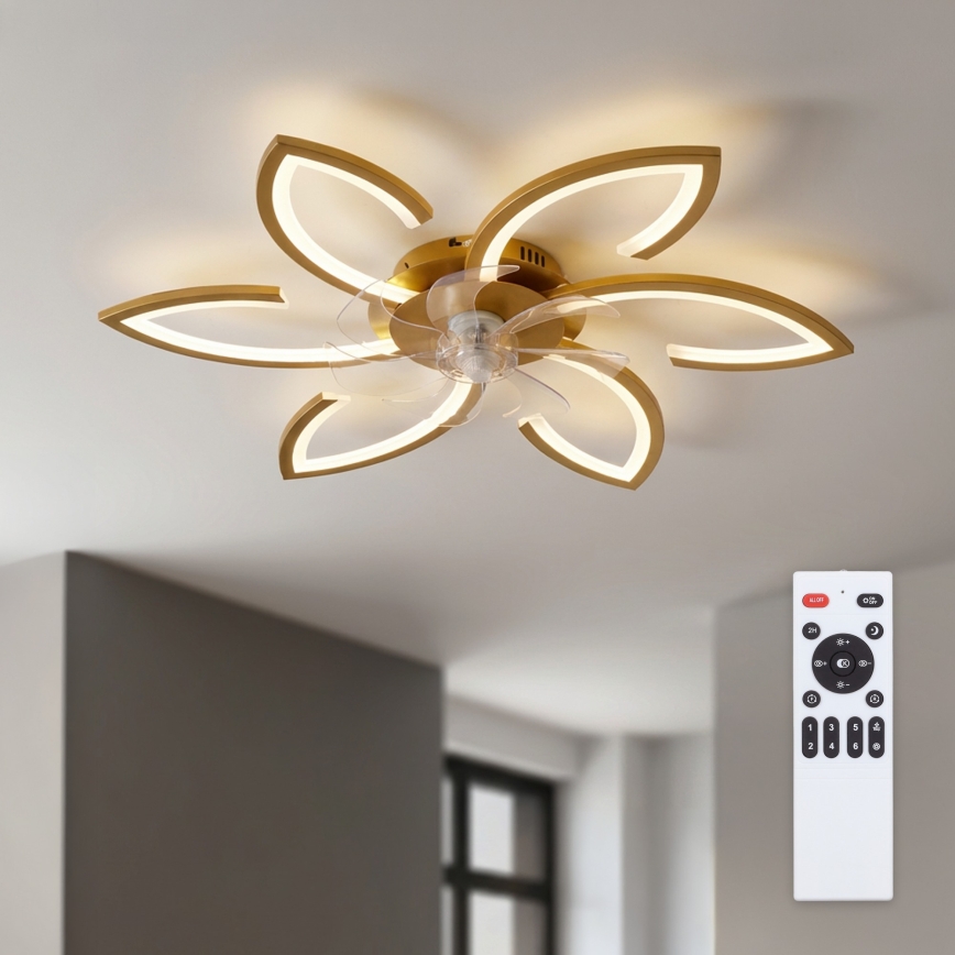 Brilagi - Ventilador de teto com luz LED regulável 34W/230V 3000-6500K Ø 78 cm dourado + controlo remoto