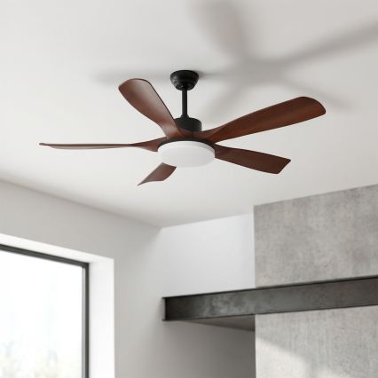 Brilagi - Ventilador de teto LED dimerizável LED/34W/230V 3000-6500K Ø 132 cm preto/castanho + comando remoto
