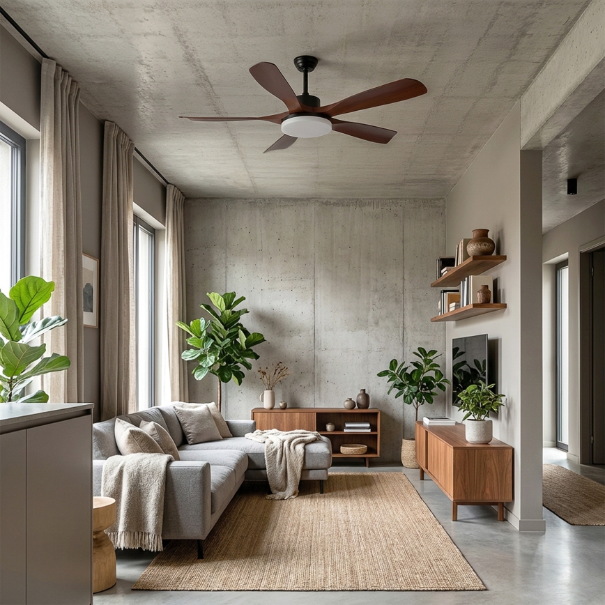 Brilagi - Ventilador de teto LED dimerizável LED/34W/230V 3000-6500K Ø 132 cm preto/castanho + comando remoto