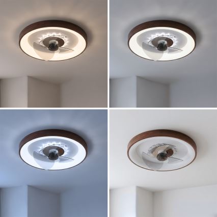 Brilagi - Ventilador de teto LED dimerizável LED/34W/230V 3000-6500K diâmetro 46 cm castanho + controlo remoto