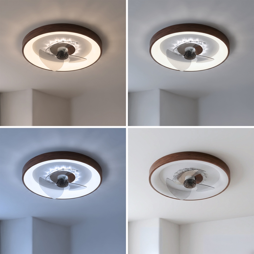 Brilagi - Ventilador de teto LED dimerizável LED/34W/230V 3000-6500K diâmetro 46 cm castanho + controlo remoto