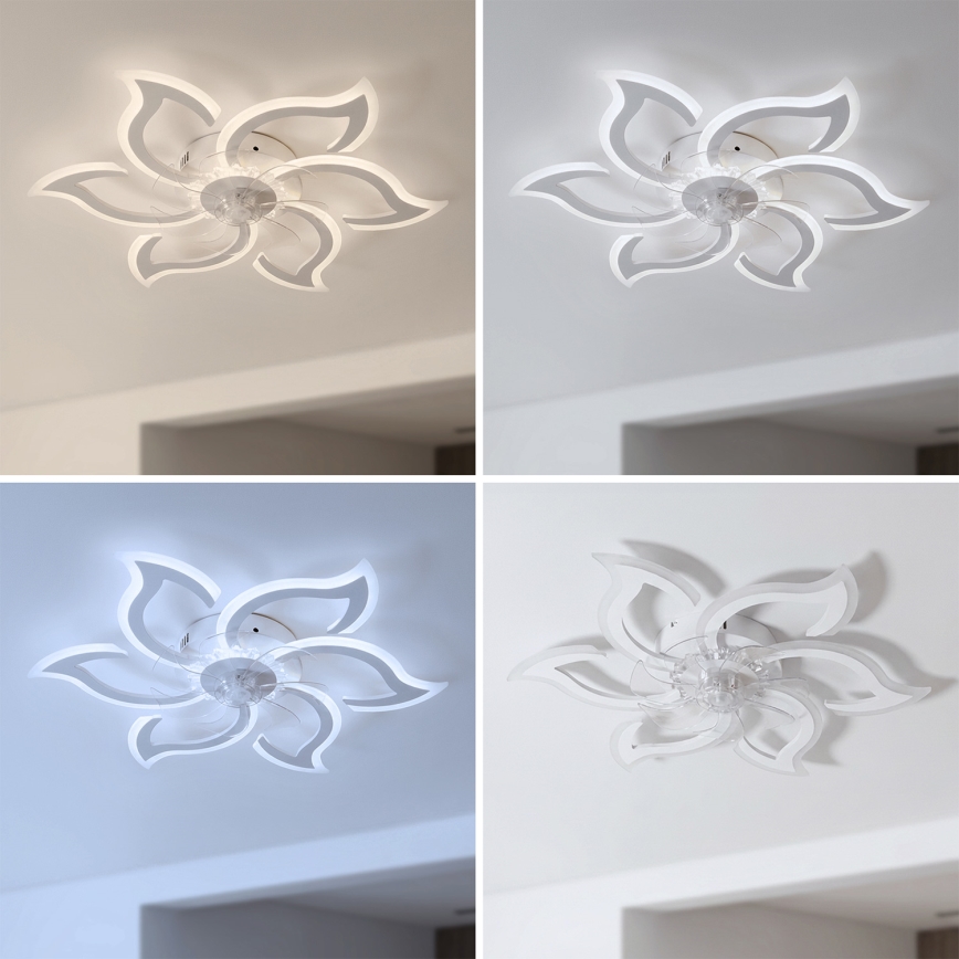 Brilagi - Ventilador de teto LED dimerizável LED/34W/230V Ø 83 cm branco + comando à distância