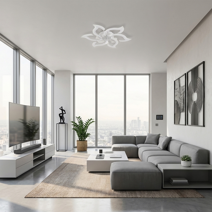 Brilagi - Ventilador de teto LED dimerizável LED/34W/230V Ø 83 cm branco + comando à distância