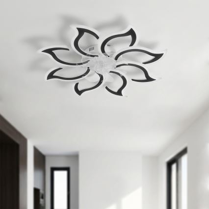 Brilagi - Ventilador de teto LED dimável, 44W/230V, diâmetro 90 cm, preto + controlo remoto