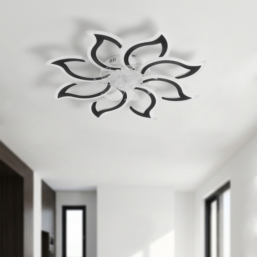 Brilagi - Ventilador de teto LED dimável, 44W/230V, diâmetro 90 cm, preto + controlo remoto