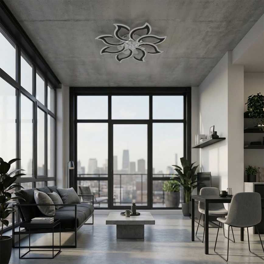 Brilagi - Ventilador de teto LED dimável, 44W/230V, diâmetro 90 cm, preto + controlo remoto