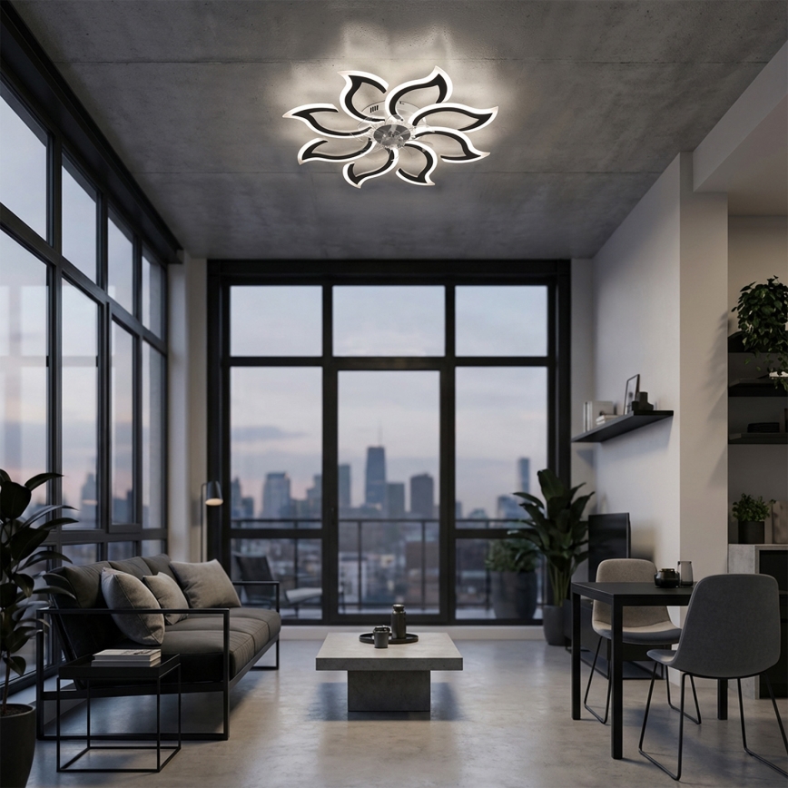 Brilagi - Ventilador de teto LED dimável, 44W/230V, diâmetro 90 cm, preto + controlo remoto