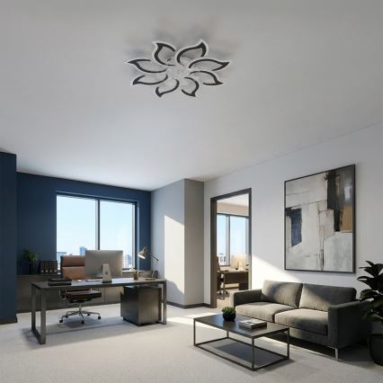 Brilagi - Ventilador de teto LED dimável, 44W/230V, diâmetro 90 cm, preto + controlo remoto