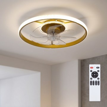 Brilagi - Ventilador de teto dimerizável com LED/66W/230V 3000-6500K Ø 55 cm branco/dourado + comando remoto