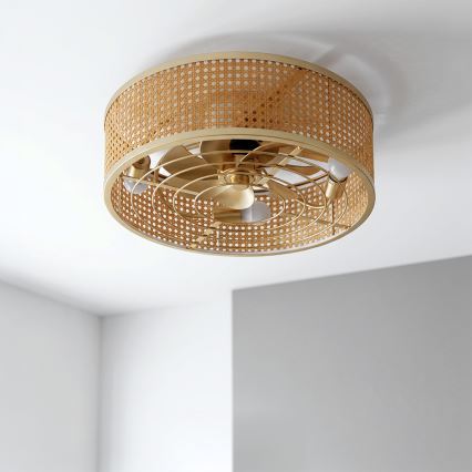 Brilagi - Ventilador de teto 4xE27/40W/230V Ø 50 cm bambu + comando remoto