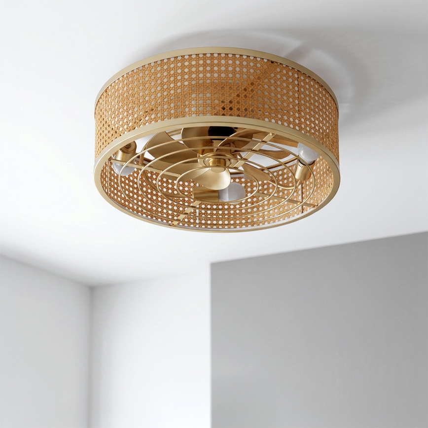 Brilagi - Ventilador de teto 4xE27/40W/230V Ø 50 cm bambu + comando remoto