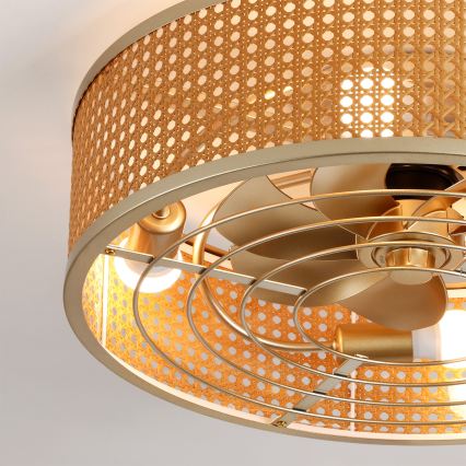 Brilagi - Ventilador de teto 4xE27/40W/230V Ø 50 cm bambu + comando remoto