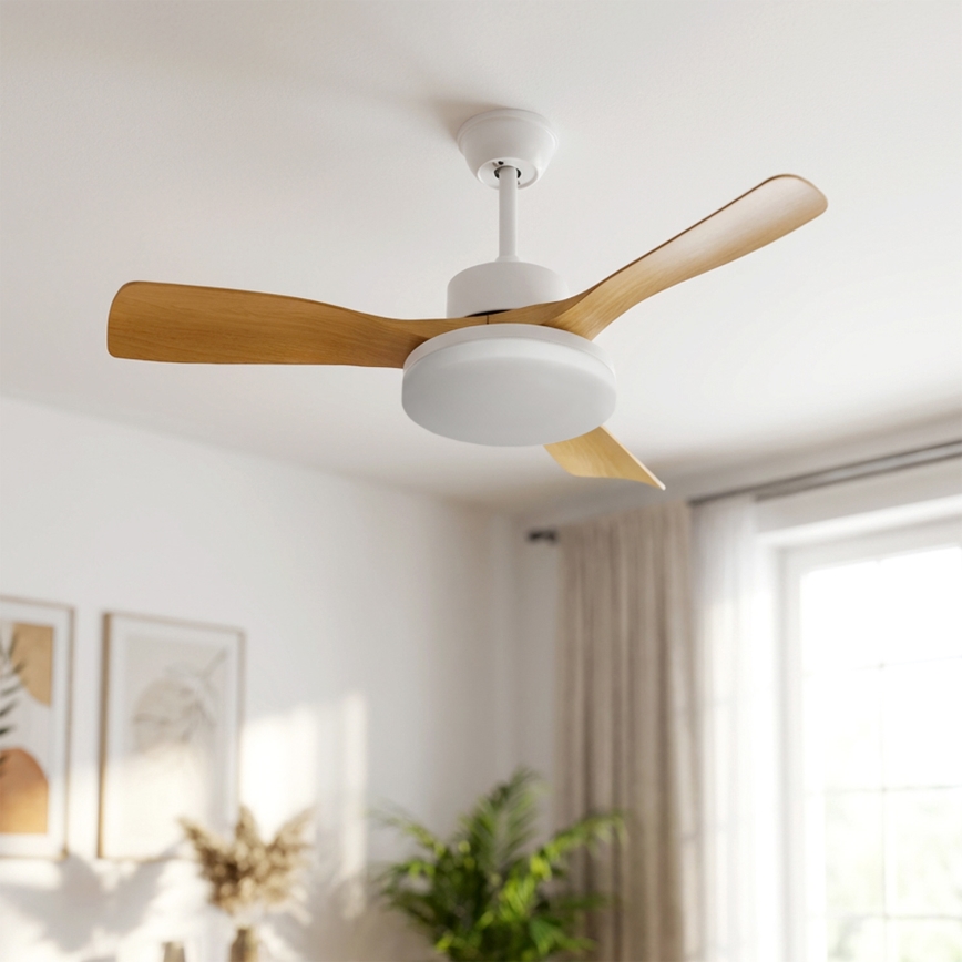 Brilagi - Ventilador de teto LED dimável LED/34W/230V 3000-6500K diam. 106 cm branco/castanho + comando à distância