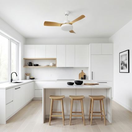 Brilagi - Ventilador de teto LED dimável LED/34W/230V 3000-6500K diam. 106 cm branco/castanho + comando à distância