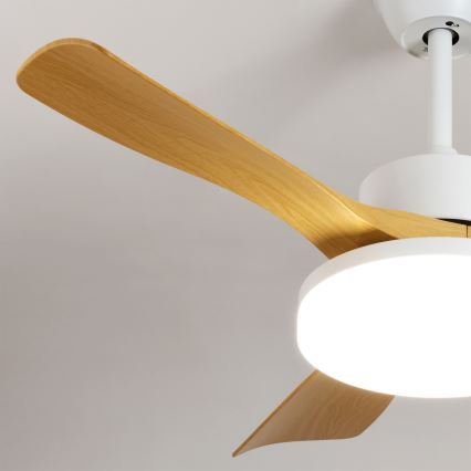 Brilagi - Ventilador de teto LED dimável LED/34W/230V 3000-6500K diam. 106 cm branco/castanho + comando à distância