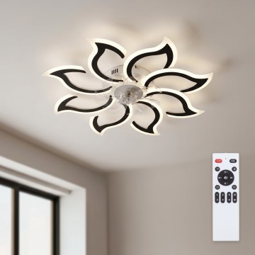 Brilagi - Ventilador de teto LED dimável, 44W/230V, diâmetro 90 cm, preto + controlo remoto