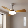 Brilagi - Ventilador de teto LED dimável LED/34W/230V 3000-6500K diam. 106 cm branco/castanho + comando à distância